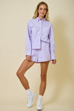 Load image into Gallery viewer, Pink/Blue Striped Button Down + Boxer Short Set