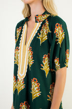 Load image into Gallery viewer, Green Floral Print Striped Detail Dress (THML)