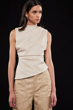 Load image into Gallery viewer, Beige Leather Distressed Asymetrical Top