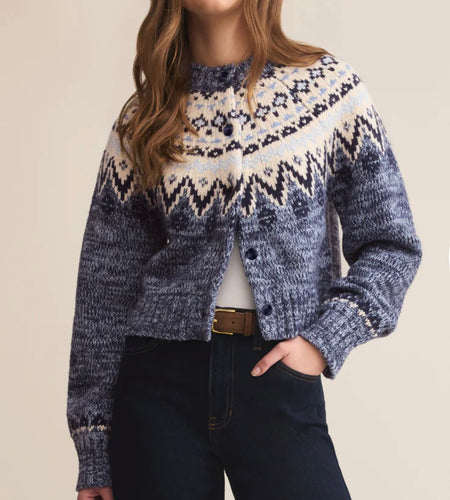 Z Supply Blue/Heather North Sea Fairisle Cardigan