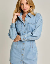 Load image into Gallery viewer, Denim LS Button Frnt Dress