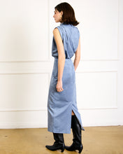 Load image into Gallery viewer, Steel Blue Suede Midi Skirt