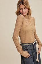 Load image into Gallery viewer, Tan Floral Mesh Mock Neck Layering Top