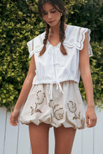 Load image into Gallery viewer, Lt. Olive Embroidery Bubble Mini Skirt