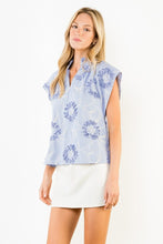 Load image into Gallery viewer, Blue Slvls Stripe Top w/ Ribbon Details (THML)