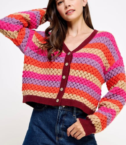 Berry Multi Gold Button Sweater