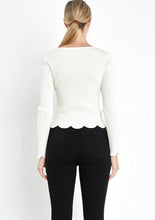 Load image into Gallery viewer, Cream Scallop Hem Sweater