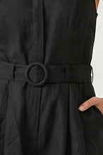 Load image into Gallery viewer, Black Belted Linen Halter Romper