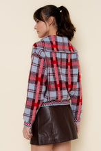 Load image into Gallery viewer, Blue Multi Plaid Knit Zip Sweater