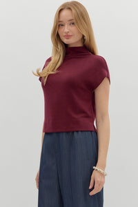 Knit Mock Neck SS Top