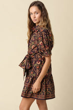 Load image into Gallery viewer, Chocolate Multi Print Tie Waist Dress