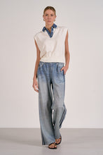 Load image into Gallery viewer, Off White Mix Media Cap Slv Sweater Top