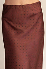 Load image into Gallery viewer, Mocha Polka Dot Satin Skirt