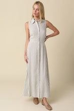 Load image into Gallery viewer, Off White Striped Maxi Shirt Dress