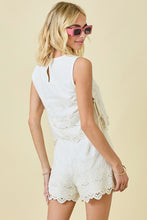 Load image into Gallery viewer, Cream Linen Embroidered Side Tie Top
