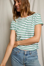 Load image into Gallery viewer, Perfect White Tee Everett Green Striped Jersey SS Tee