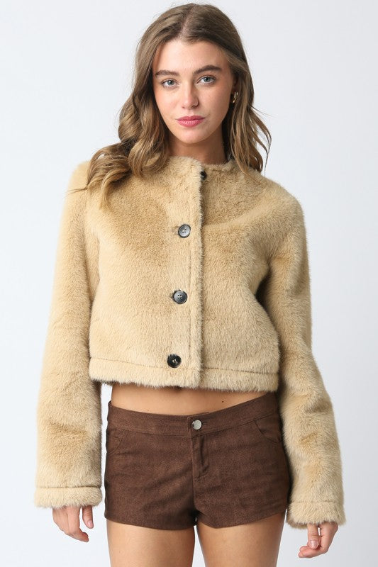 Light Khaki Fur Jacket
