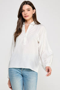 Off White Striped Button Down Shirt