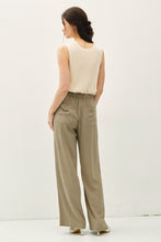 Load image into Gallery viewer, Khaki Wide Leg Linen Pants w/ Elastic Waist