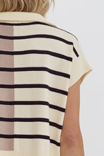 Load image into Gallery viewer, Cream Multi Colorblock Striped SS Top w/ Zipper