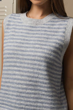 Load image into Gallery viewer, Heather Grey/Blue Striped Slvls Sweater Vest