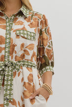 Load image into Gallery viewer, Camel/Green Button Front SS Maxi Dress