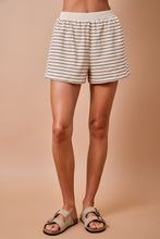 Load image into Gallery viewer, Tan/Brown Soft Striped Top + Shorts Set