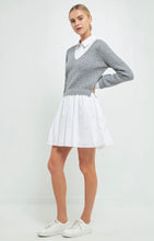 Load image into Gallery viewer, Heather Grey/White Cable Knit Down Mixed Media Dress