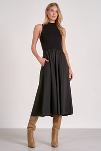 Black Mock Neck Slvls Maxi Dress