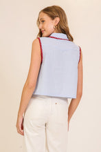 Load image into Gallery viewer, Blue/Red Stitch Striped Slvls Shirt