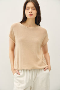 Taupe Basic Knit SS Tee