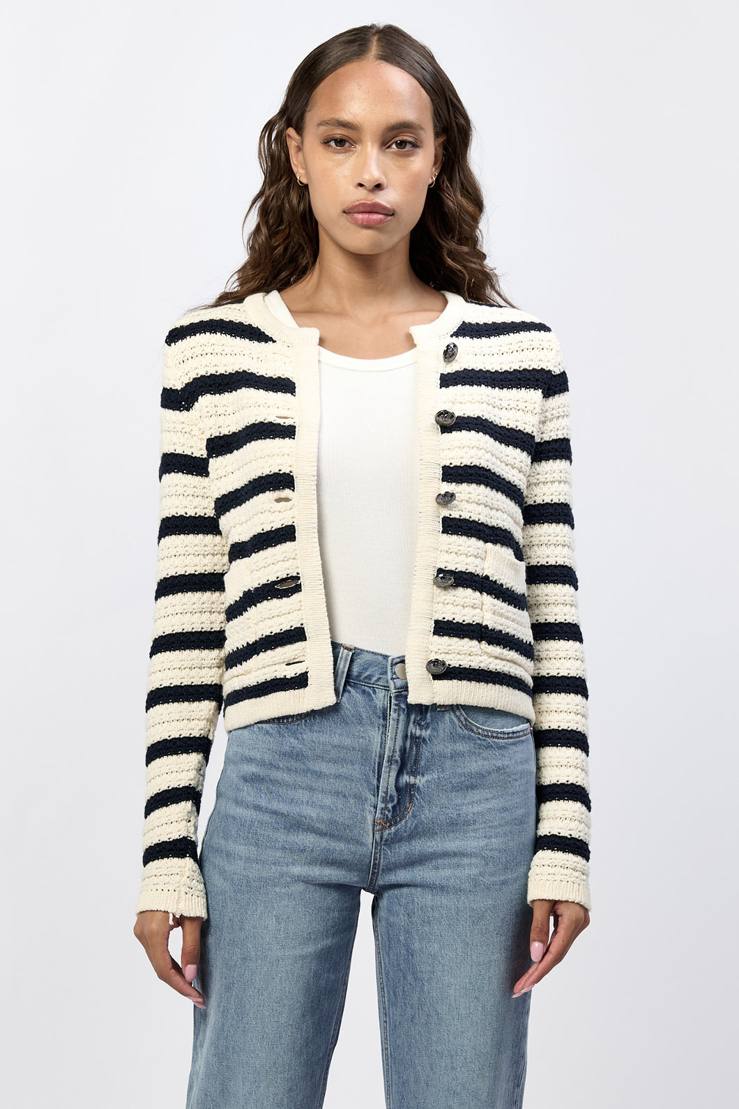 Black Iris Stripe Cambria Cardigan