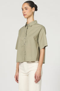 DJD Olive Edsel Button Up SS Top