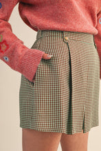 Load image into Gallery viewer, Brown Green Houndstooth Skort