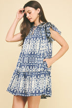 Load image into Gallery viewer, Dusty Navy Printed Ruffled Slv Dress