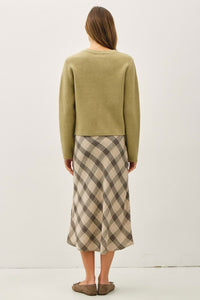 Lt. Olive Gold Button Cardigan Top