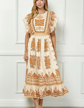 Load image into Gallery viewer, Cream Printed Flutter Slv Maxi Dress