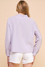 Load image into Gallery viewer, Lilac Button Down Shirt w/ Seam Scrunch Detail