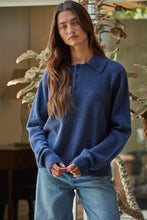 Load image into Gallery viewer, Navy Button Collared Sweater