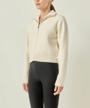 Load image into Gallery viewer, Cream Zip-Up Funnel Neck Knit Jacket