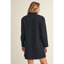 Load image into Gallery viewer, Black LS Herringbone Pattern Shift Dress