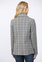 Load image into Gallery viewer, Grey/Blue Denim Shirt Insert Double Breasted Plaid Blazer