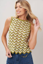 Load image into Gallery viewer, Olive/White Knitted Slvls Top