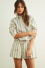 Load image into Gallery viewer, Blue Striped Button Down Top + Short Set