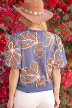 Load image into Gallery viewer, Blue Floral Embroidered Top