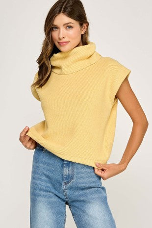 butter yellow turtleneck sleeveless