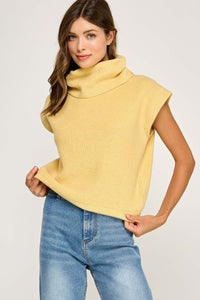 butter yellow turtleneck sleeveless