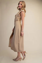 Load image into Gallery viewer, Taupe A-Line Slvls Wrap Midi Dress