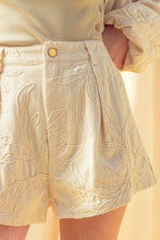 Load image into Gallery viewer, Ecru Floral Jacquard Pleated Shorts