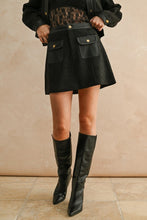 Load image into Gallery viewer, Black Suede/Leather Contrasted Skirt